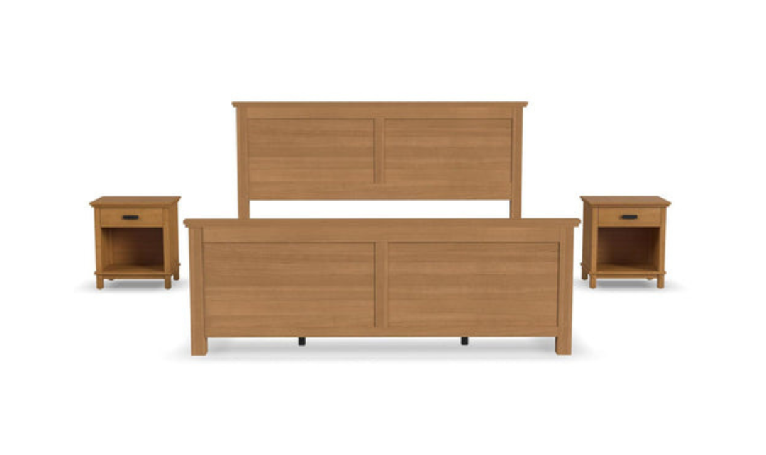 Homestyles Oak Park Wooden Bed and Nightstand
