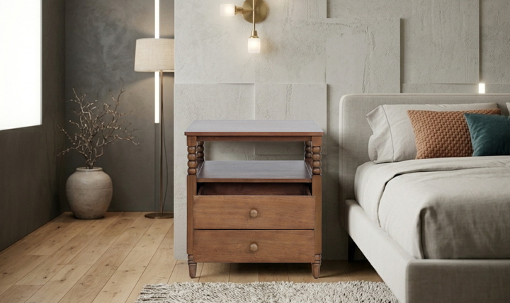 Homestyles Spindle 2 Drawer Wooden Nightstand