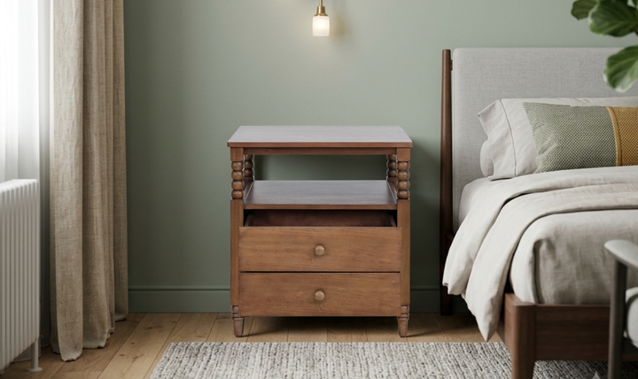 Homestyles Spindle 2 Drawer Wooden Nightstand