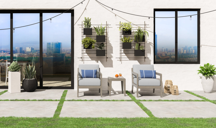 Homestyles Sustain Outdoor Lounge Armchair Pair and End Table-jennifer furniture