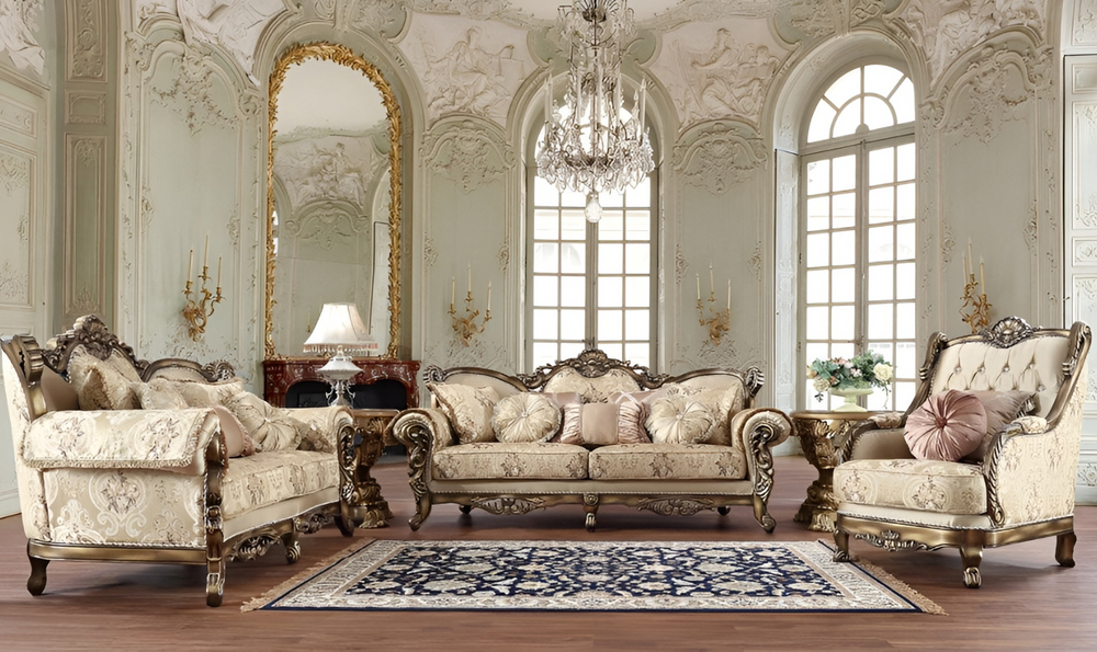 Homeydesign Hendra 3 Pieces Traditional Living Room Set in Brown