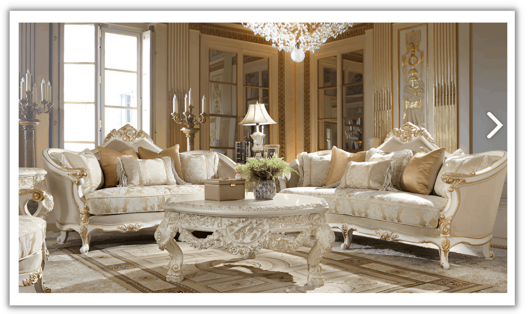 Homeydesign Mazie 3 Pieces Fabric Living Room Set in Cove White Finish