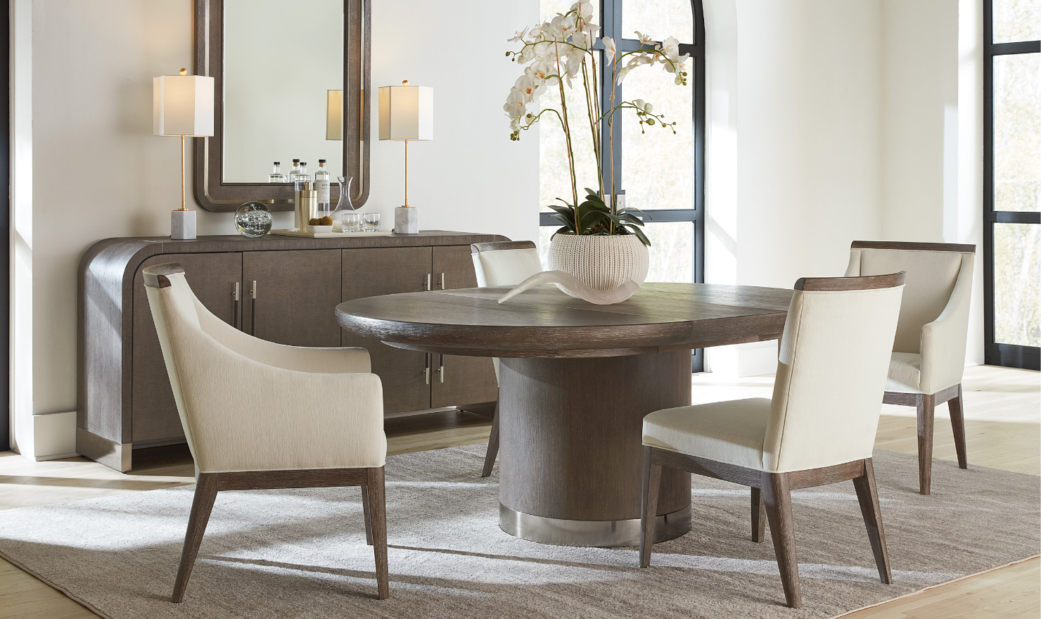 Hooker Furniture Casual Dining Modern Mood Round Dining Table with leaf-Jennifer Furniture