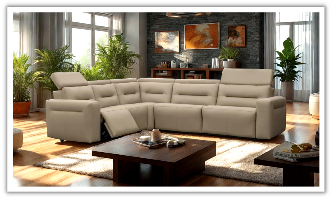 Hudson 5 Pieces Power Recliner Sectional Sofa In L-Shape-jennifer furniture