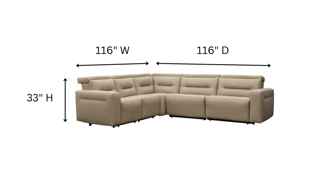 Elran Hudson 5 Pieces Power Recliner Sectional Sofa In L-Shape