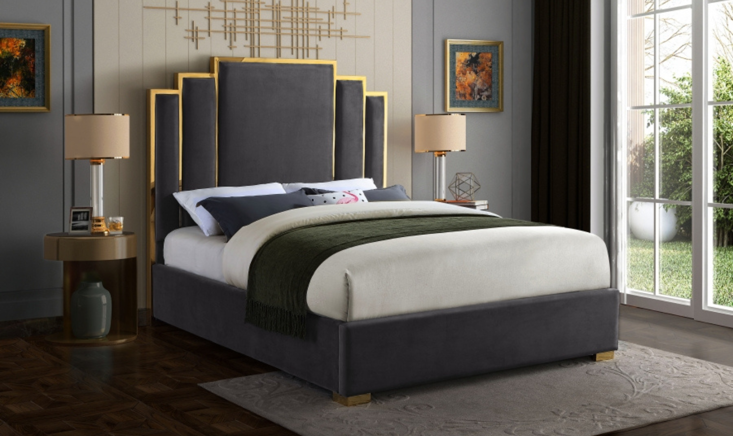 Hugo Velvet Bed-jennifer furniture