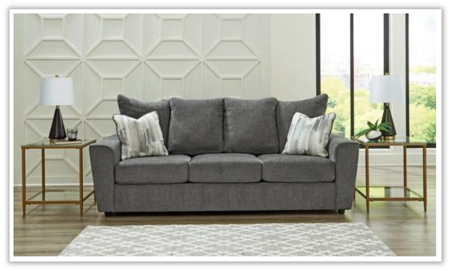 Stairatt Gray Fabric Upholstered Living Room Set