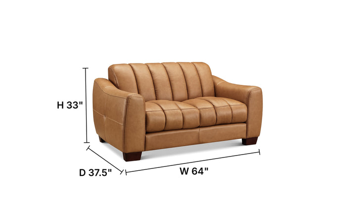 Hydeline Bayeaux Leather Loveseat With Sloped Arms-Jenniferfurniture