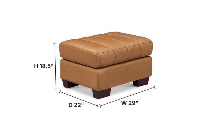 Hydeline Bayeaux Leather Ottoman-Jenniferfurniture