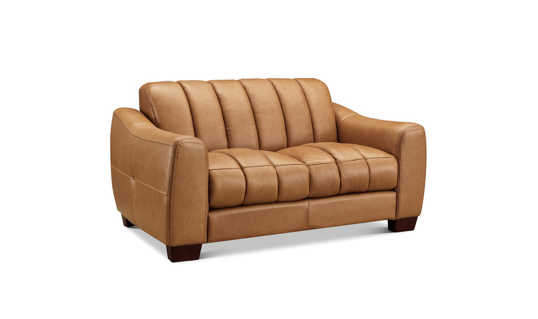 Hydeline Bayeaux Leather Loveseat With Sloped Arms-Jenniferfurniture