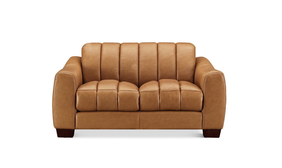 Hydeline Bayeaux Leather Loveseat With Sloped Arms-Jenniferfurniture