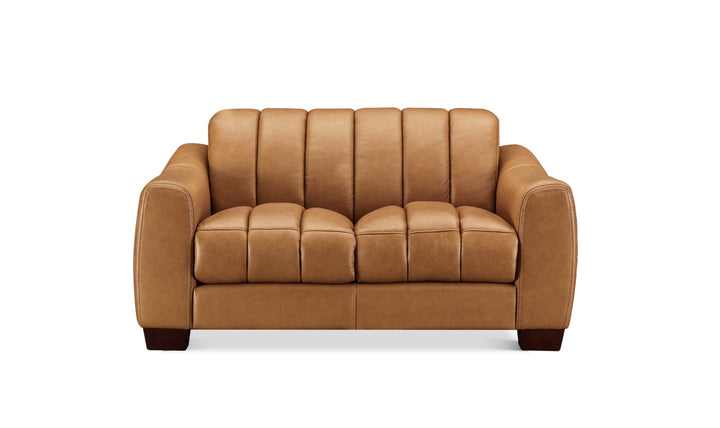 Hydeline Bayeaux Leather Loveseat With Sloped Arms-Jenniferfurniture