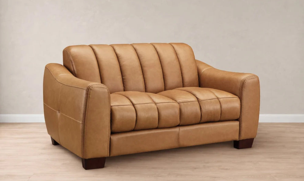 Hydeline Bayeaux Leather Loveseat With Sloped Arms-Jenniferfurniture