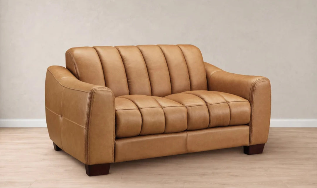 Hydeline Bayeaux Leather Loveseat With Sloped Arms-Jenniferfurniture