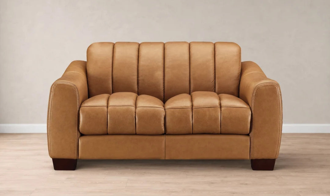 Hydeline Bayeaux Leather Loveseat With Sloped Arms-Jenniferfurniture