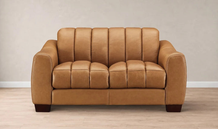 Hydeline Bayeaux Leather Loveseat With Sloped Arms-Jenniferfurniture