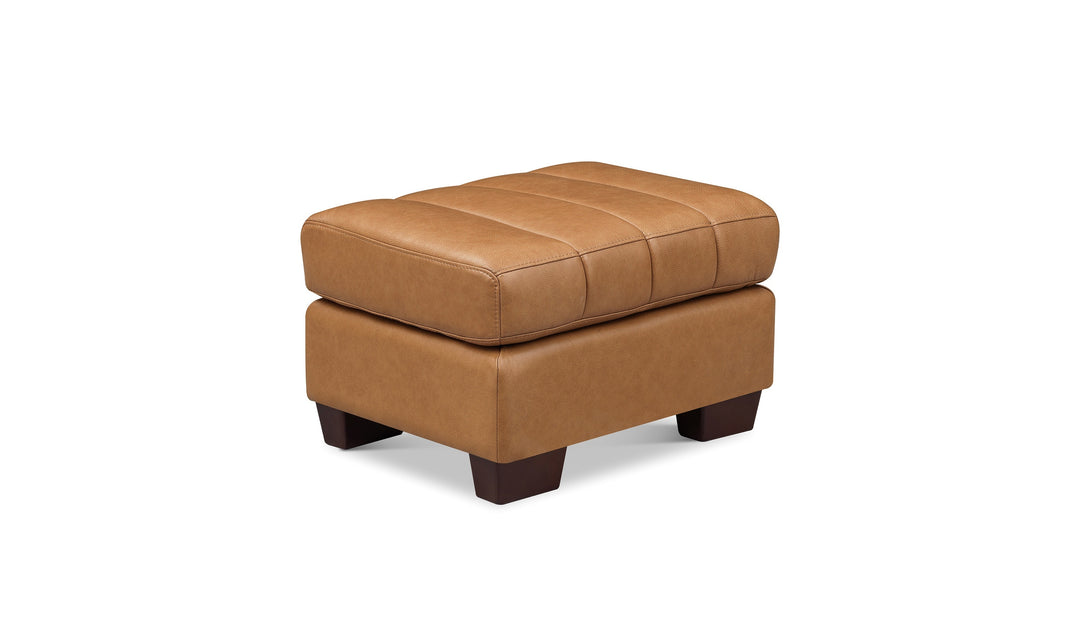 Hydeline Bayeaux Leather Ottoman-Jenniferfurniture