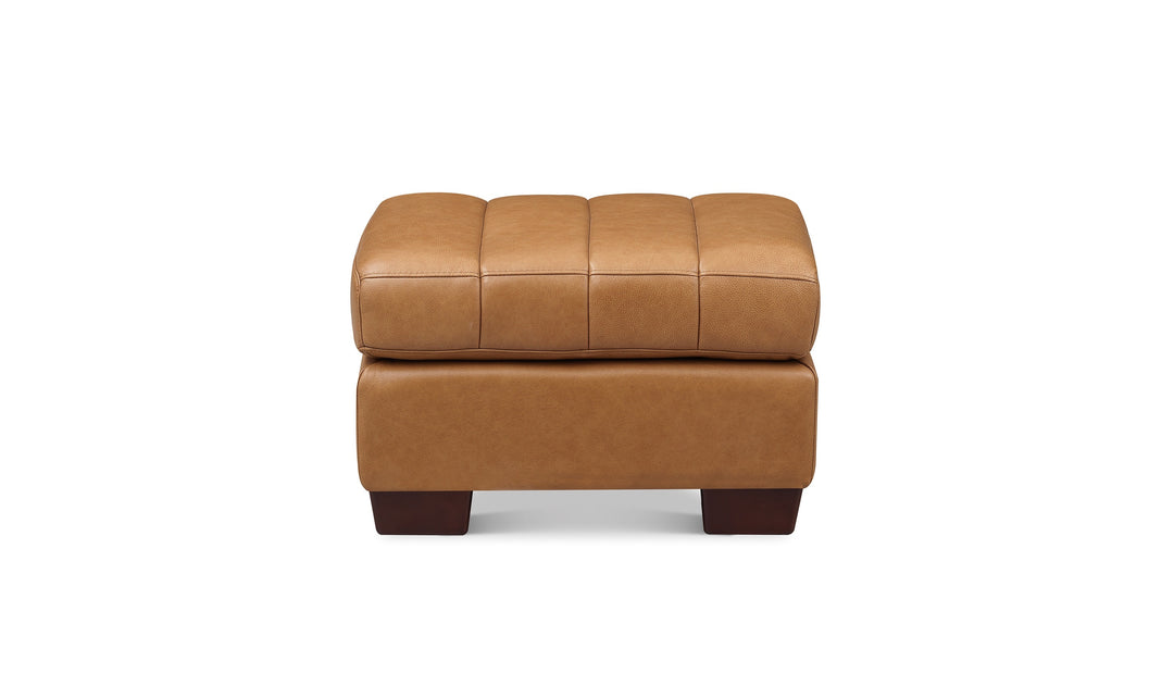 Hydeline Bayeaux Leather Ottoman-Jenniferfurniture