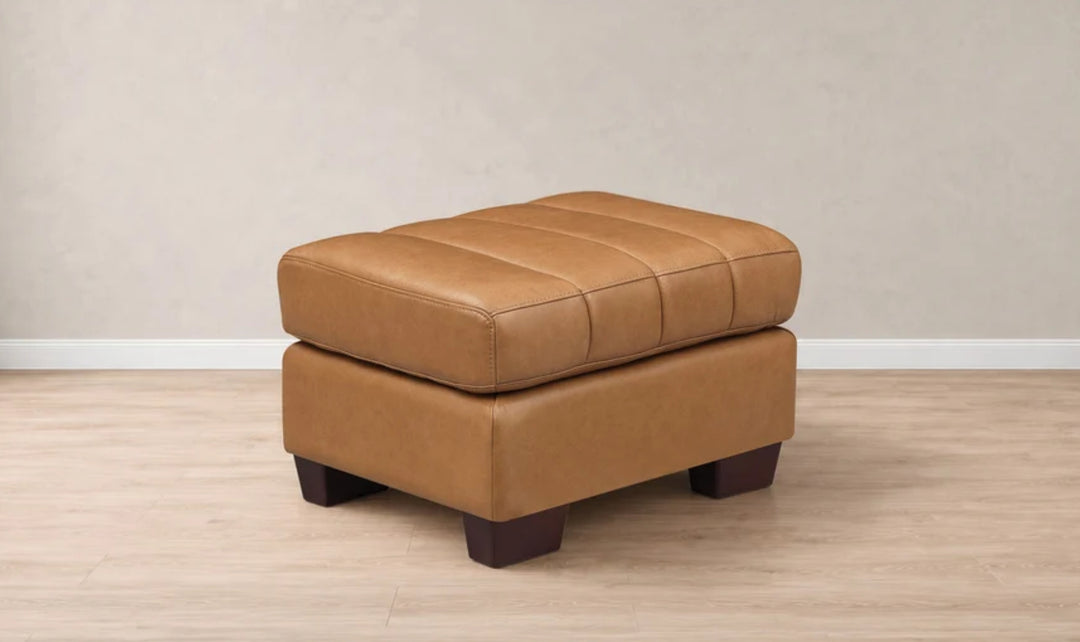 Hydeline Bayeaux Leather Ottoman-Jenniferfurniture