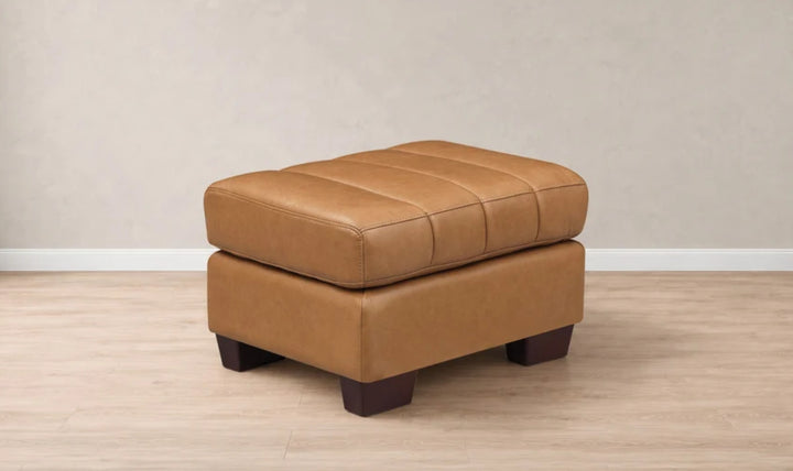 Hydeline Bayeaux Leather Ottoman-Jenniferfurniture