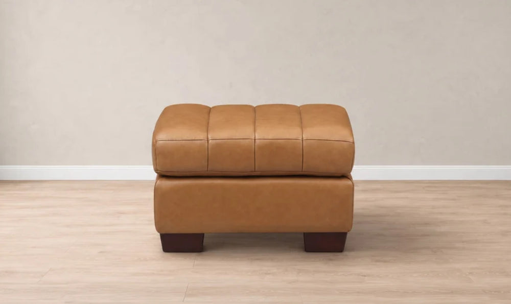 Hydeline Bayeaux Leather Ottoman-Jenniferfurniture