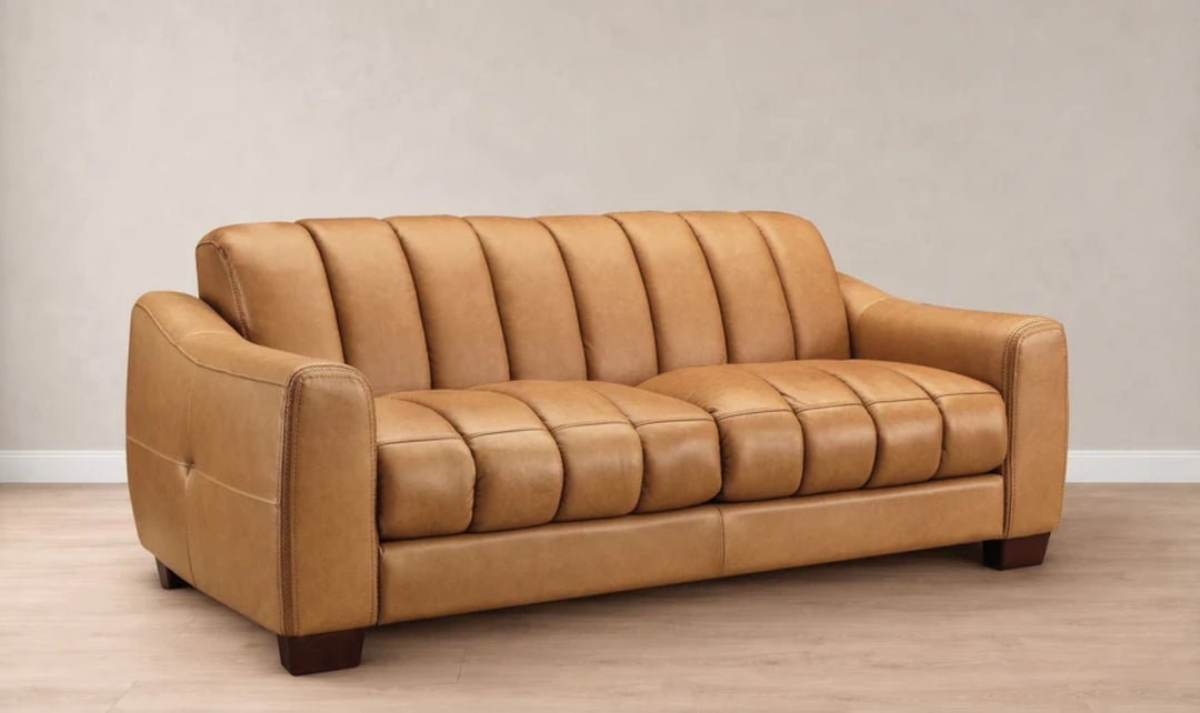 Hydeline Bayeaux Leather Sofa With Sloped Arms-Jenniferfurniture