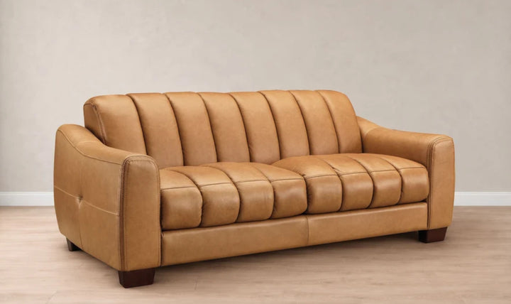 Hydeline Bayeaux Leather Sofa With Sloped Arms-Jenniferfurniture