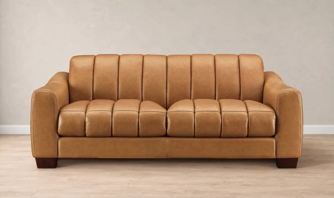 Hydeline Bayeaux Leather Sofa With Sloped Arms-Jenniferfurniture