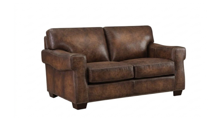 Hydeline Capri Leather Loveseat With Nailhead Trim