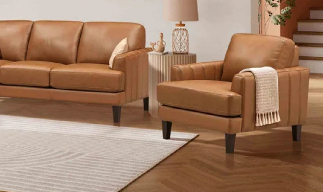 Hydeline Cassia Leather Chair With Recessed Arms