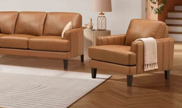 Hydeline Cassia Leather Chair With Recessed Arms