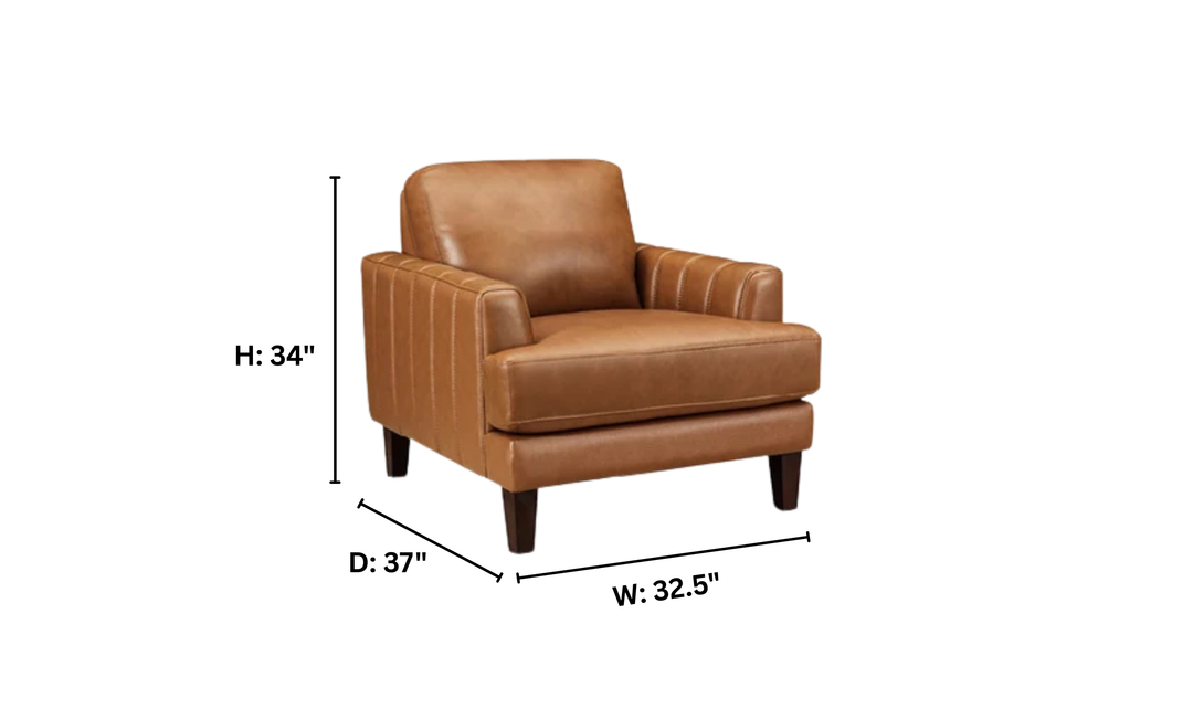 Hydeline Cassia Leather Chair With Recessed Arms