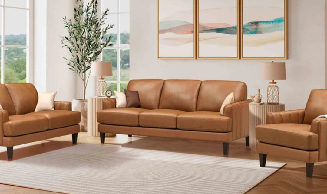 Hydeline Cassia Leather Sofa With With Recessed Arms-Jennifer Furniture