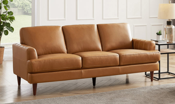 Hydeline Cassia Leather Sofa With With Recessed Arms-Jennifer Furniture