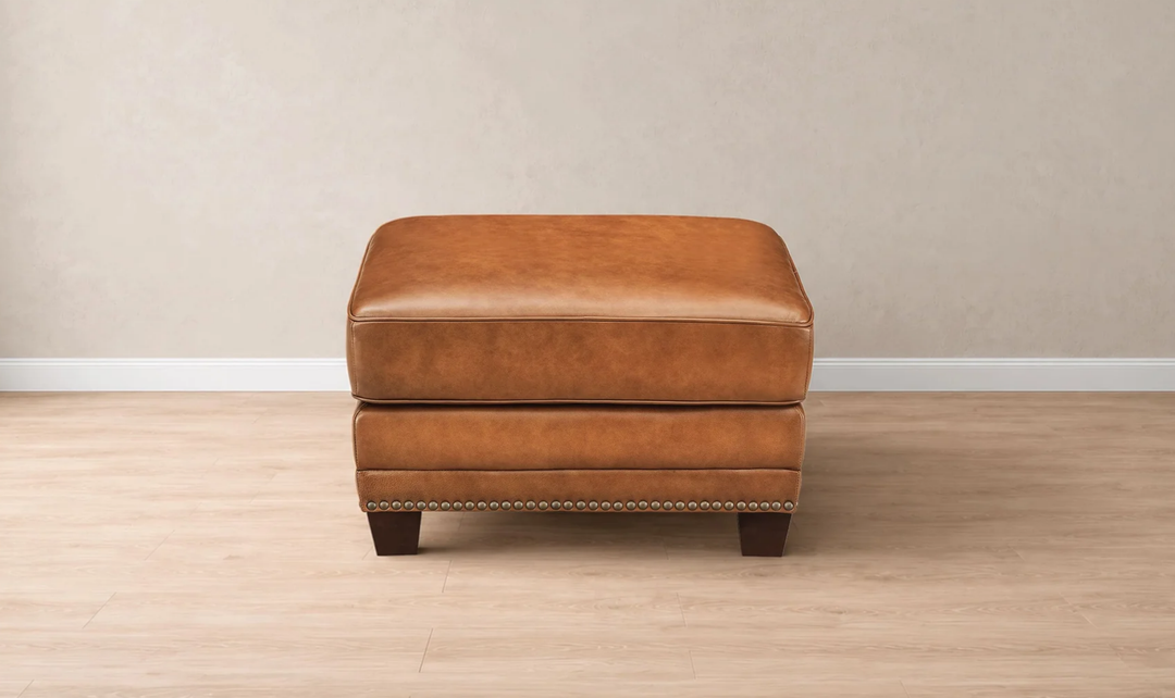 Hydeline Cimmaron Leather Ottoman With Zip Cover - Jennifer furniture