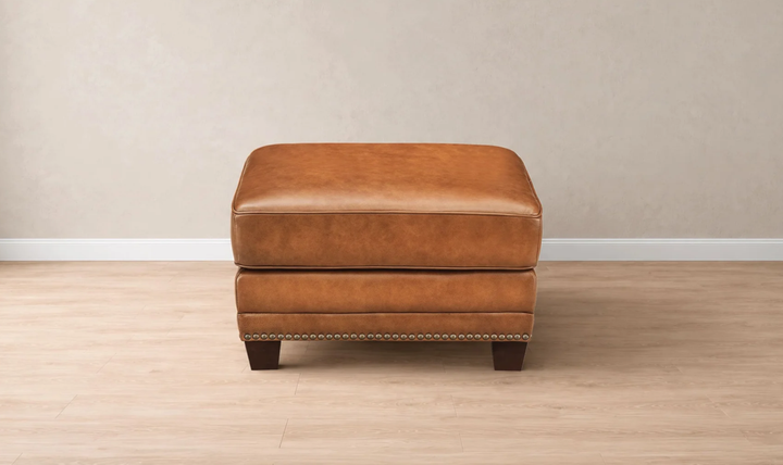 Hydeline Cimmaron Leather Ottoman With Zip Cover - Jennifer furniture