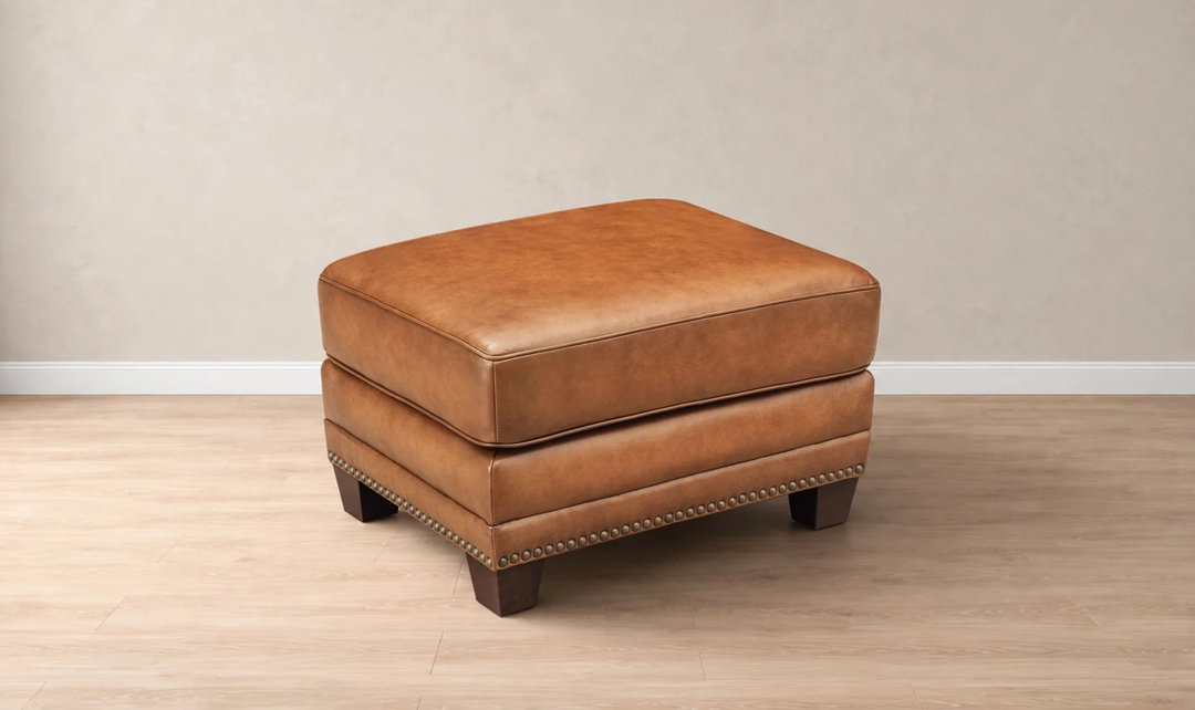 Hydeline Cimmaron Leather Ottoman With Zip Cover - Jennifer furniture
