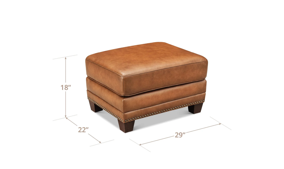Hydeline Cimmaron Leather Ottoman With Zip Cover - Jennifer furniture