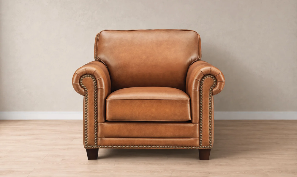 Hydeline Cimmaron Leather Upholstered Chair With Rolled Arms - Jennifer Furniture
