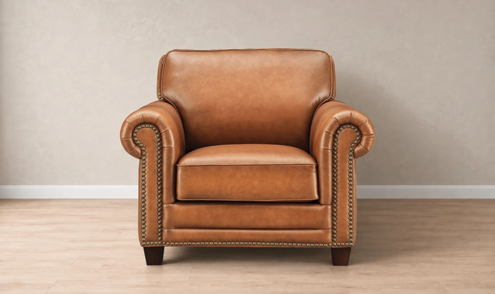 Hydeline Cimmaron Leather Upholstered Chair With Rolled Arms - Jennifer Furniture