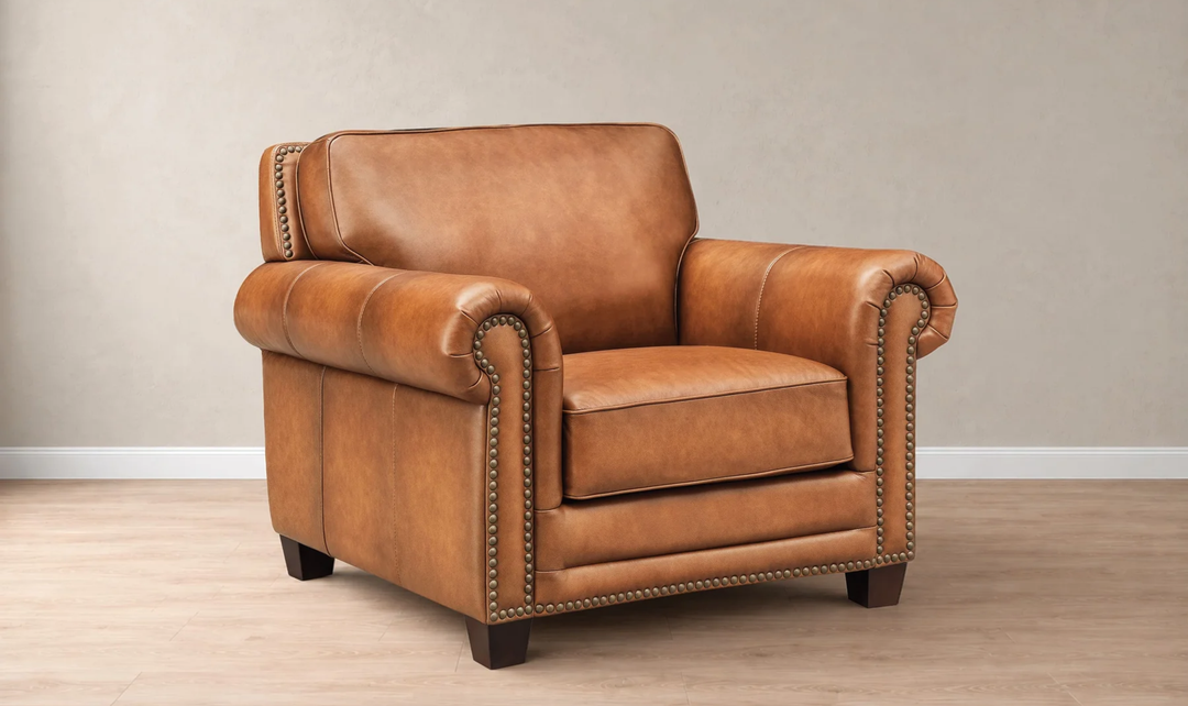 Hydeline Cimmaron Leather Upholstered Chair With Rolled Arms - Jennifer Furniture