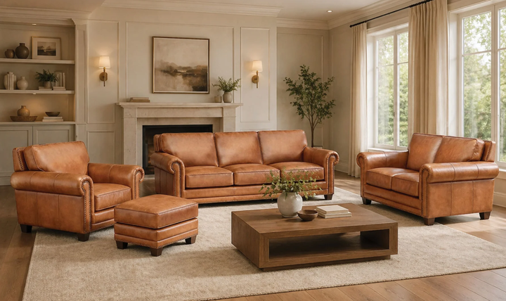 Hydeline Cimmaron Leather Upholstered Chair With Rolled Arms - Jennifer Furniture