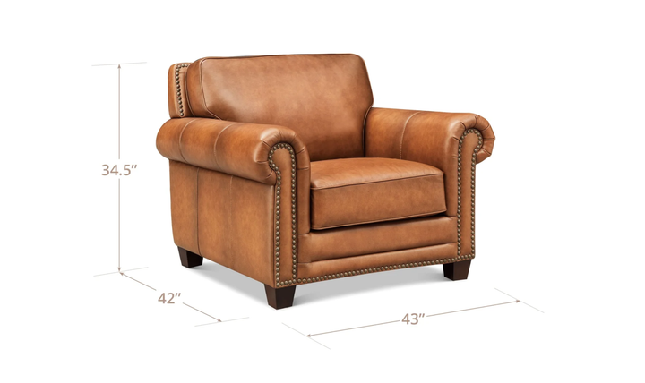 Hydeline Cimmaron Leather Upholstered Chair With Rolled Arms - Jennifer Furniture