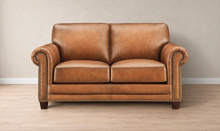 Hydeline Cimmaron Leather Upholstered Loveseat With Rolled Arms - Jennifer Furniture