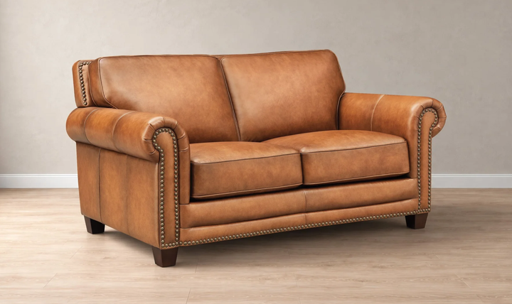 Hydeline Cimmaron Leather Upholstered Loveseat With Rolled Arms - Jennifer Furniture