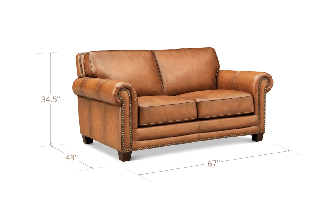Hydeline Cimmaron Leather Upholstered Loveseat With Rolled Arms - Jennifer Furniture