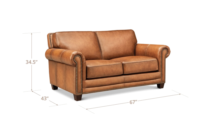 Hydeline Cimmaron Leather Upholstered Loveseat With Rolled Arms - Jennifer Furniture