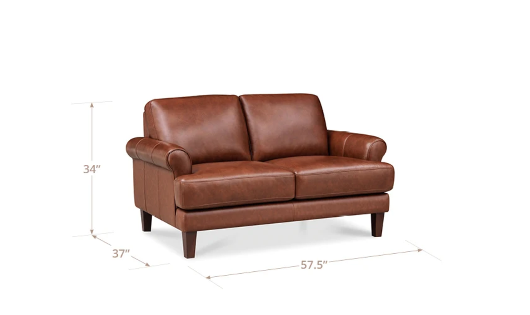 Hydeline Dawn Leather Upholstered Loveseat With Zip Cover -Jennifer Furniture