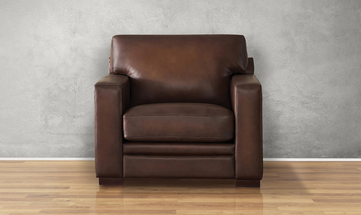 Dillon Waxy Pull-up Leather Chair WIth Track in Brown-Jennifer