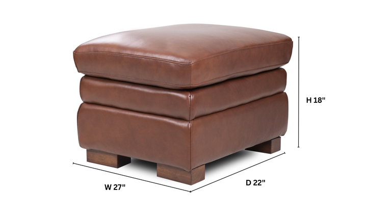 Leather Italia Finnley Brown Auburn Leather Ottoman